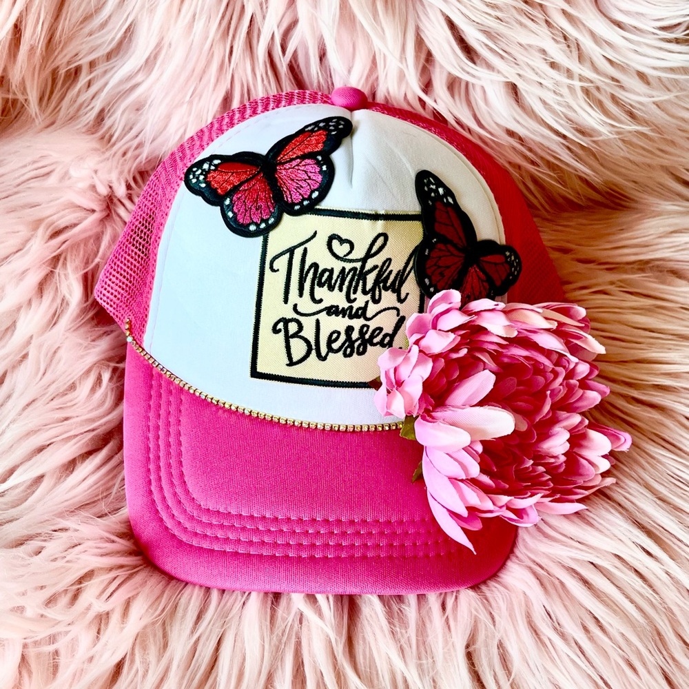 Pink Thankful and Blessed Women's Hat